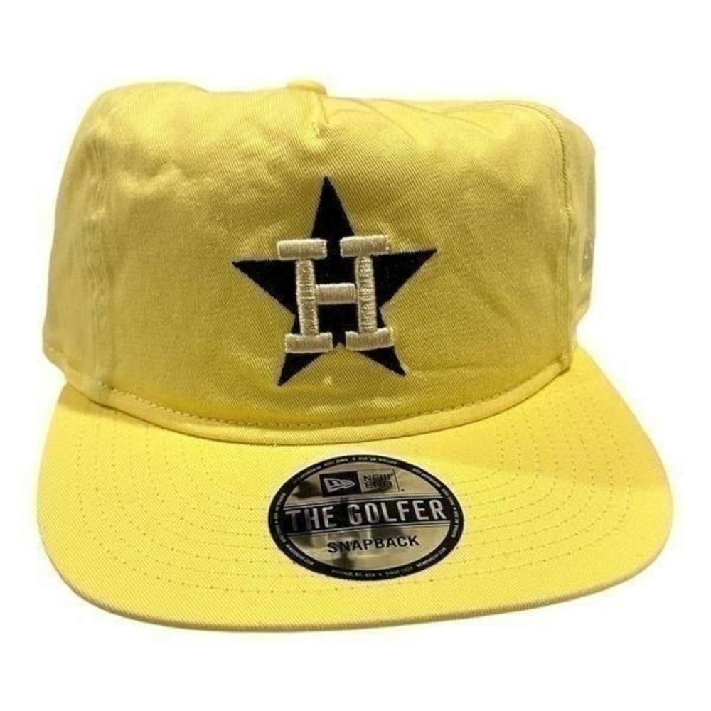 Houston Astros New Era The Golfer Yellow Snapback Hat‎ Unisex Adjustable Fit